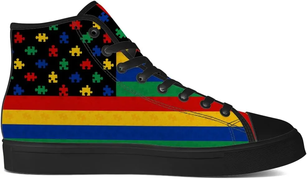 Autism Awareness High Top Shoes for Men Women Autism High Top Canvas Sneakers Casual Shoes Gifts for Him Her