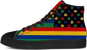Autism Awareness High Top Shoes for Men Women Autism High Top Canvas Sneakers Casual Shoes Gifts for Him Her