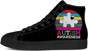 Autism Awareness High Top Shoes for Men Women Autism High Top Canvas Sneakers Casual Shoes Gifts for Him Her
