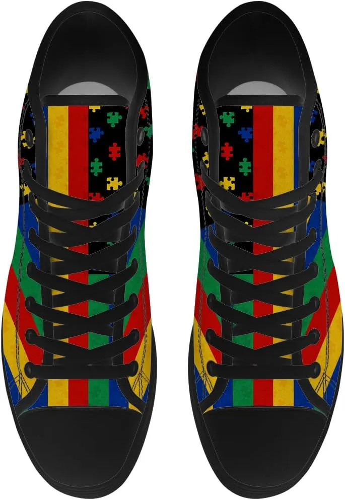 Autism Awareness High Top Shoes for Men Women Autism High Top Canvas Sneakers Casual Shoes Gifts for Him Her