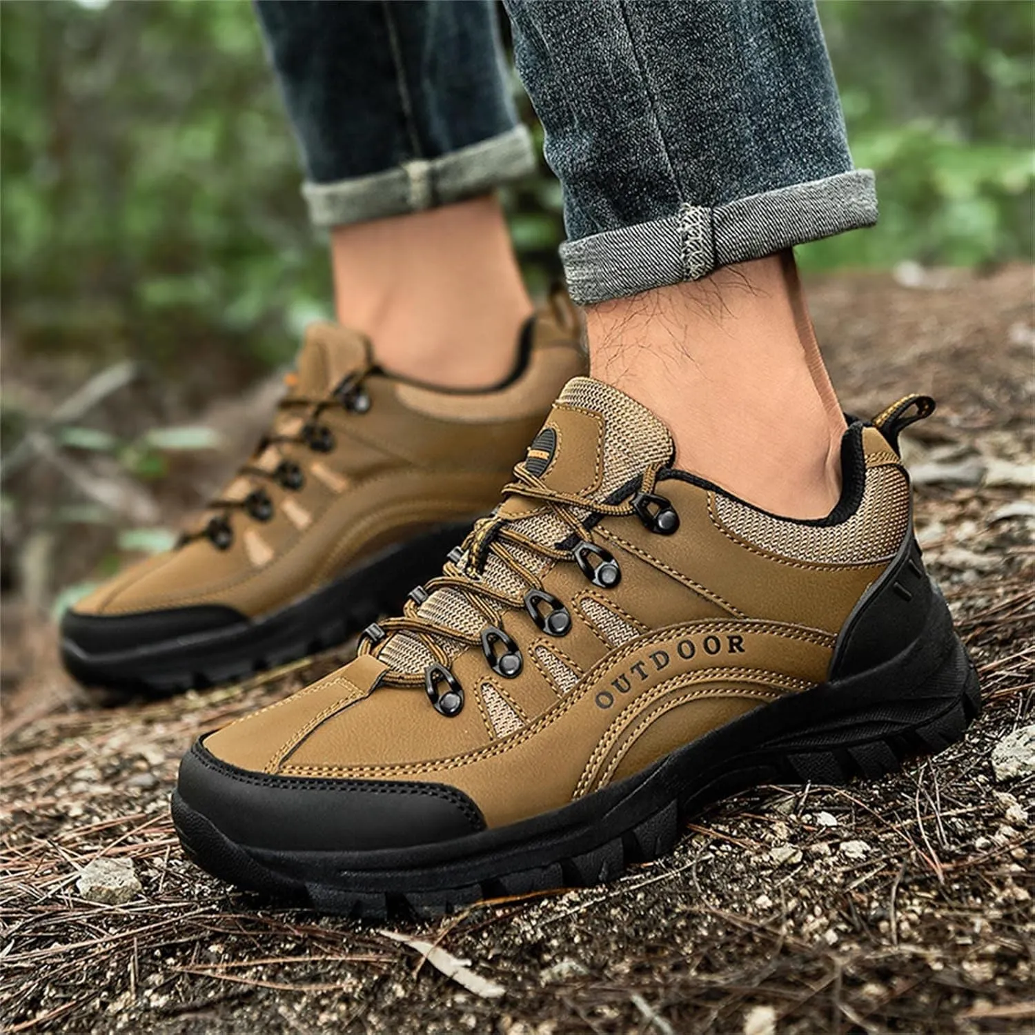 Fashion Summer and Men Hiking Shoes Non Slip Soles Thick Bottom Mesh Breathable Casual Lace Up Mens Casual Sneaker