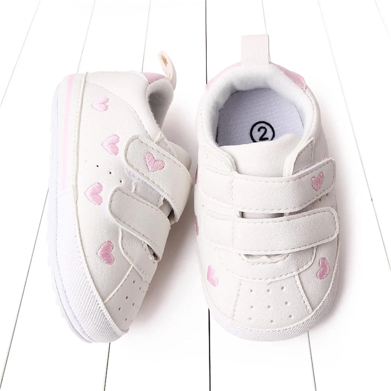 Heart Pattern Baby Girls Loafers Prewalker Dress Shoes Infant Cute Double Strap Flat Bottom Casual Sports Shoes