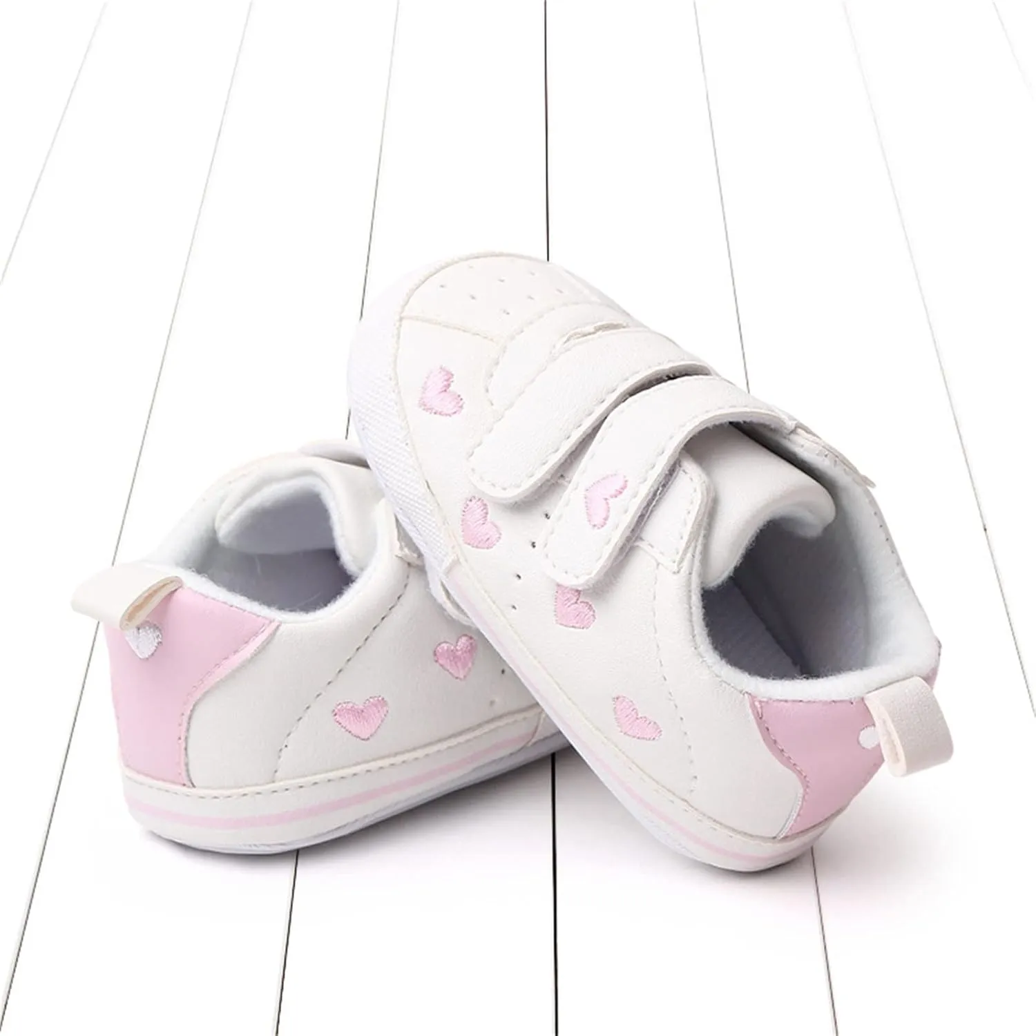 Heart Pattern Baby Girls Loafers Prewalker Dress Shoes Infant Cute Double Strap Flat Bottom Casual Sports Shoes