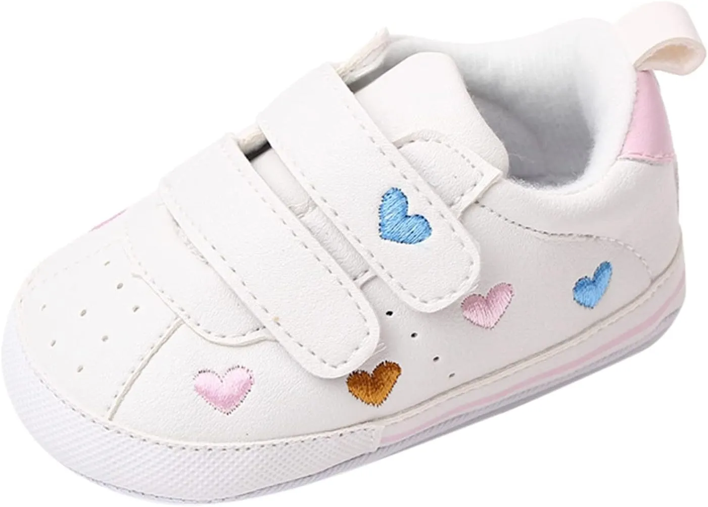 Heart Pattern Baby Girls Loafers Prewalker Dress Shoes Infant Cute Double Strap Flat Bottom Casual Sports Shoes