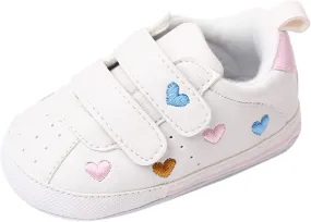 Heart Pattern Baby Girls Loafers Prewalker Dress Shoes Infant Cute Double Strap Flat Bottom Casual Sports Shoes