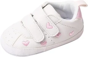 Heart Pattern Baby Girls Loafers Prewalker Dress Shoes Infant Cute Double Strap Flat Bottom Casual Sports Shoes