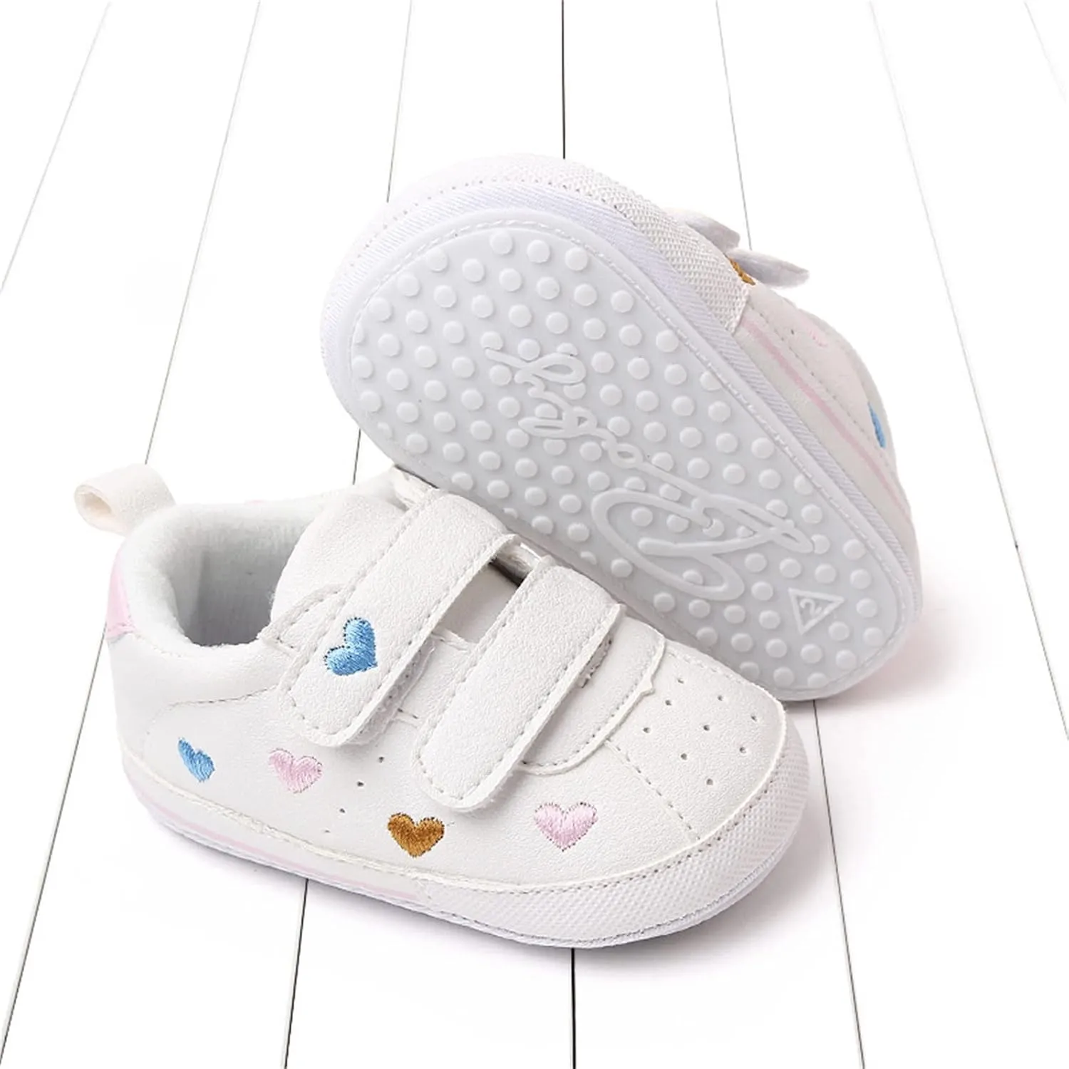 Heart Pattern Baby Girls Loafers Prewalker Dress Shoes Infant Cute Double Strap Flat Bottom Casual Sports Shoes