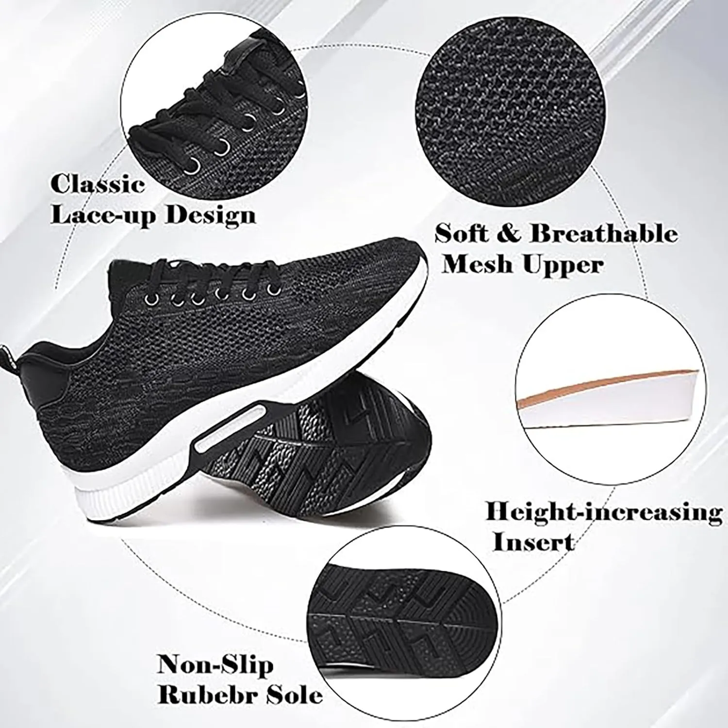 Height Boosting Shoes for Men Height Boosting Shoes Height Increasing Shoes Men's Invisible Height Increasing Elevator Shoes - Ultra Light-Weight Lace-up Sporty Walker - 2.8 Inches Taller