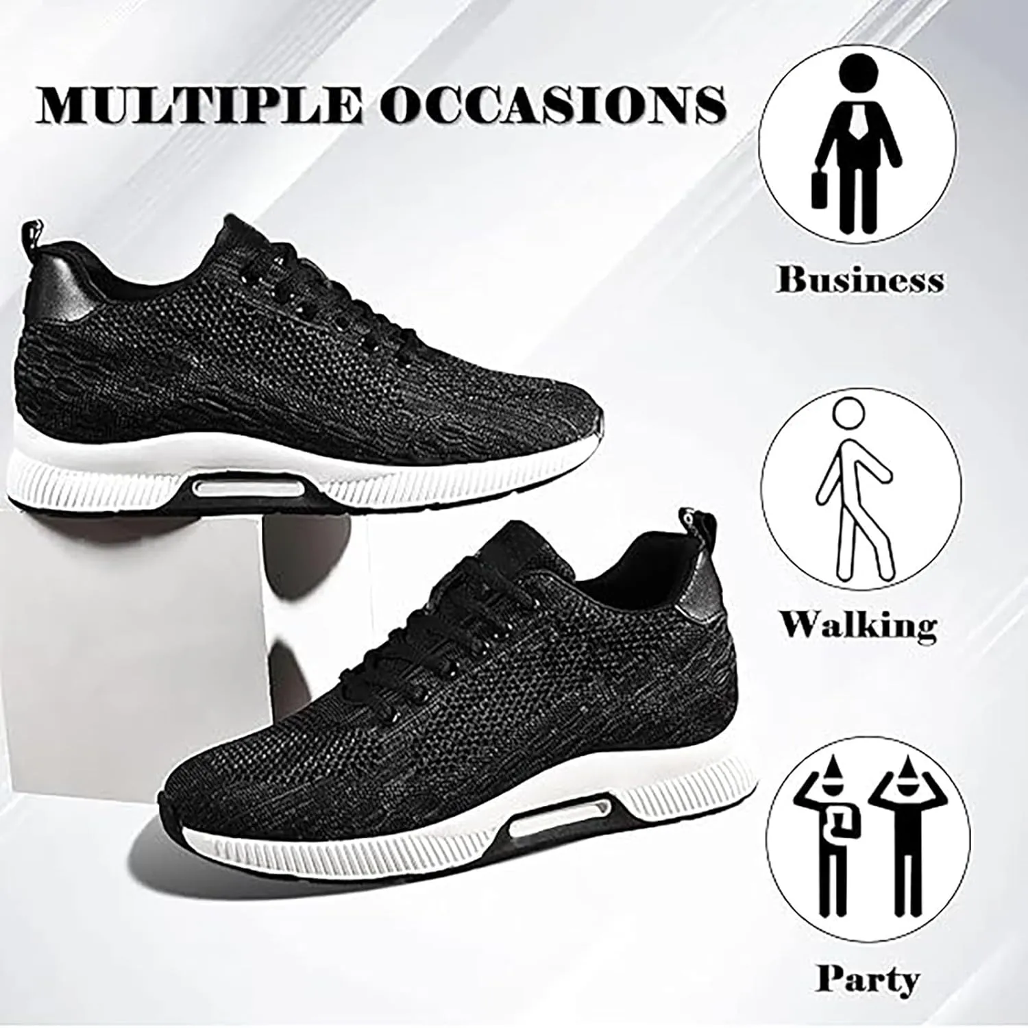 Height Boosting Shoes for Men Height Boosting Shoes Height Increasing Shoes Men's Invisible Height Increasing Elevator Shoes - Ultra Light-Weight Lace-up Sporty Walker - 2.8 Inches Taller