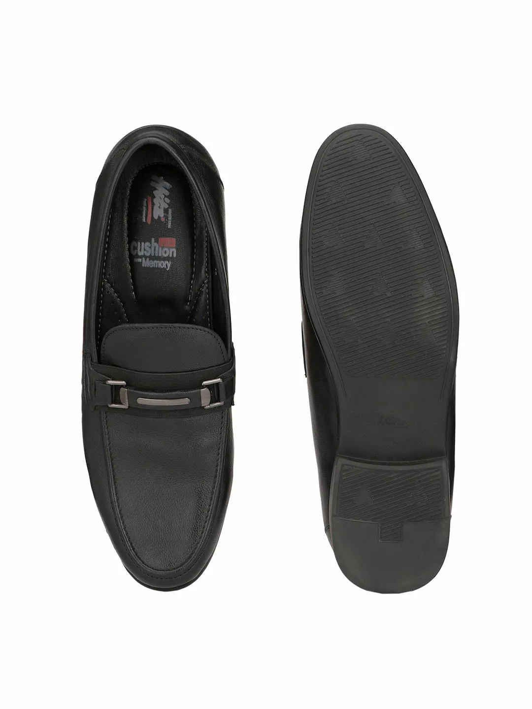 Hitz Men's Black Slip-On Comfort Leather Shoes