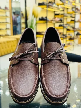 LACED MILD BROWN LOAFERS