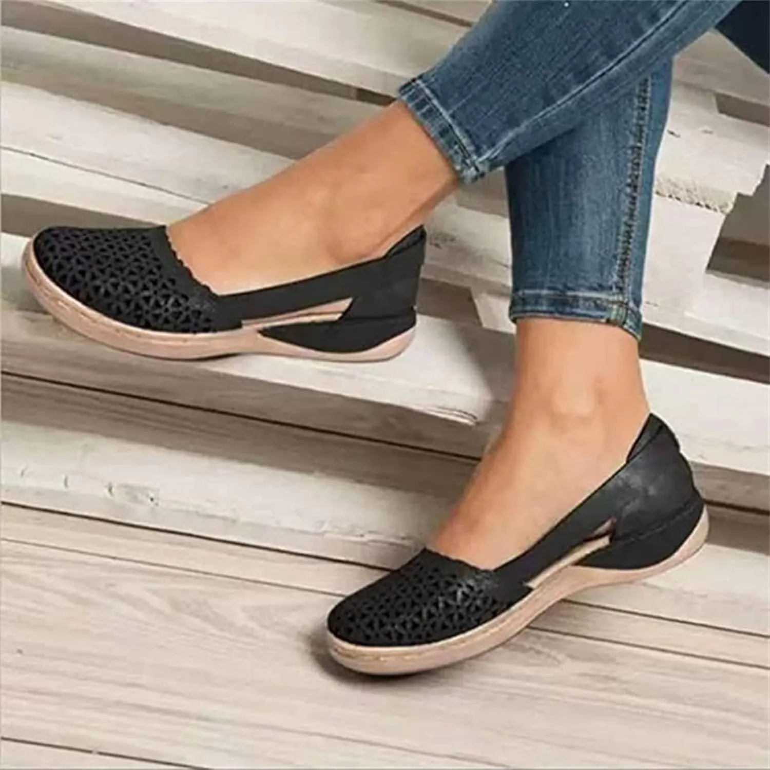 Ladmiple Sneakers For Women Slip On Low Top Fashion Dressy Casual Summer Comfort Non Slip Walking Shoes Flats Loafers