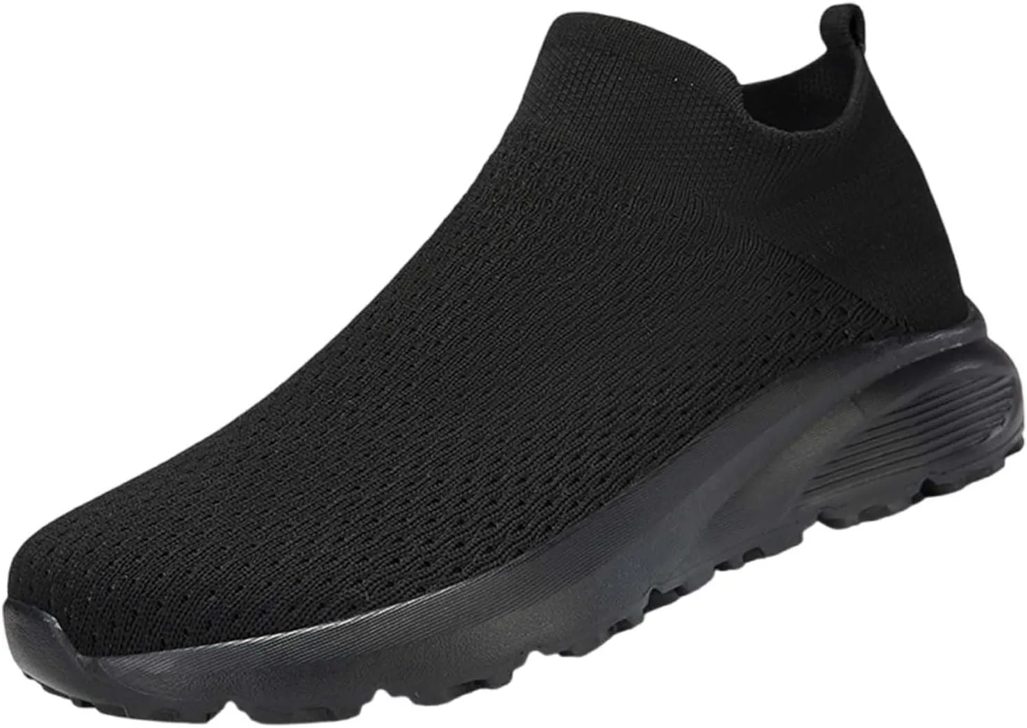 Mens Woven Shoes Slip-on High Top Fashion Sneakers Loafers Solid Color Lightweight Round Toe Sneakers Thick Sole Casual Outdoor Walking Shoe for Men