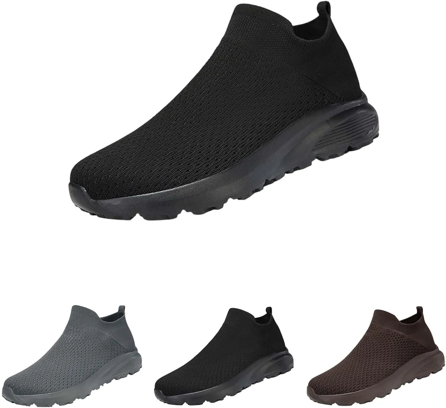 Mens Woven Shoes Slip-on High Top Fashion Sneakers Loafers Solid Color Lightweight Round Toe Sneakers Thick Sole Casual Outdoor Walking Shoe for Men