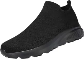 Mens Woven Shoes Slip-on High Top Fashion Sneakers Loafers Solid Color Lightweight Round Toe Sneakers Thick Sole Casual Outdoor Walking Shoe for Men