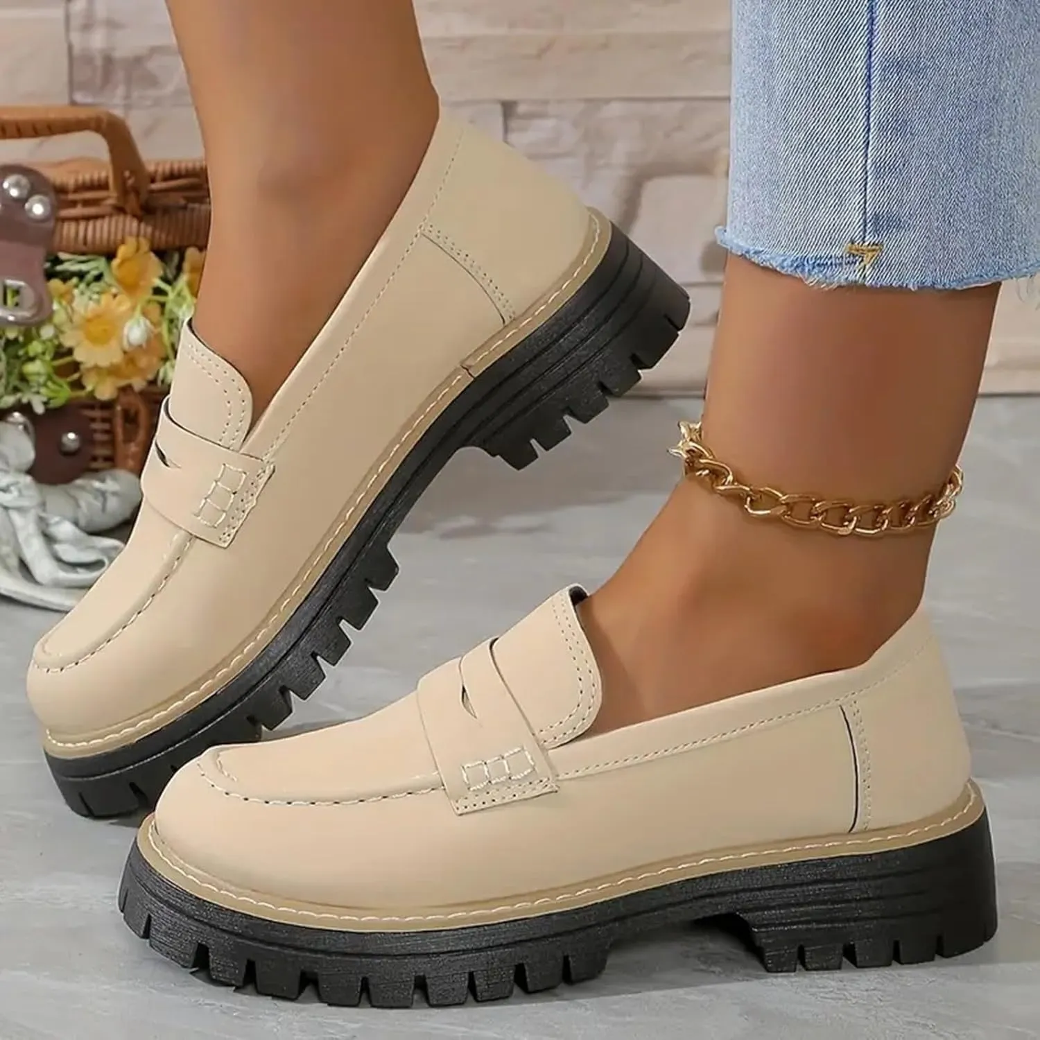 Orthoture-Orthopedic Platform Loafers Comfort Lightweight Shoes Womens Round Toe Walking Shoes Slip on Casual Shoes