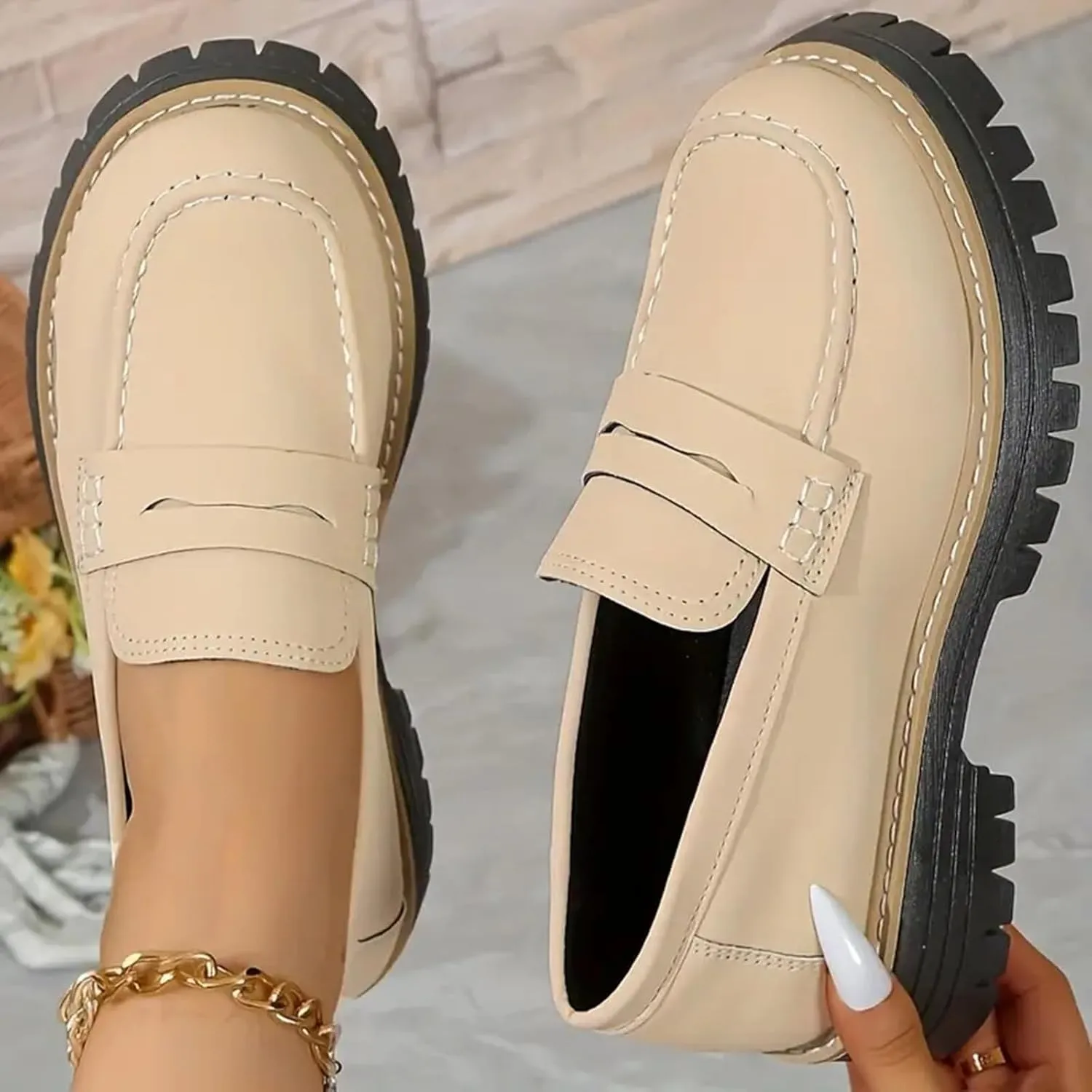 Orthoture-Orthopedic Platform Loafers Comfort Lightweight Shoes Womens Round Toe Walking Shoes Slip on Casual Shoes