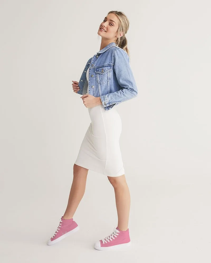 Pastel Cool Pink Women's High-top Canvas Sneakers | Women's | Bright Pastel Cool Pink | C0M60Y15K0