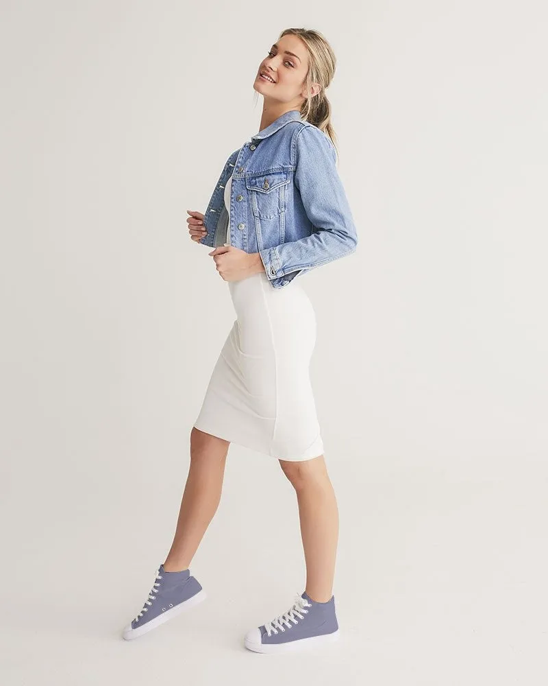 Shaded Pale Pastel Blue Gray High-Top Canvas Sneakers | Women's | C30M30Y0K30