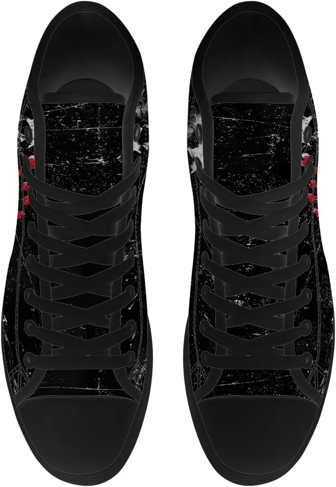 Skull High Top Canvas Shoes for Men Women Gothic Skull High Top Sneakers Lace Up Casual Shoes Gifts for Him Her