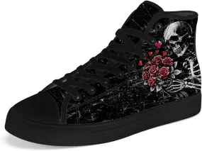 Skull High Top Canvas Shoes for Men Women Gothic Skull High Top Sneakers Lace Up Casual Shoes Gifts for Him Her