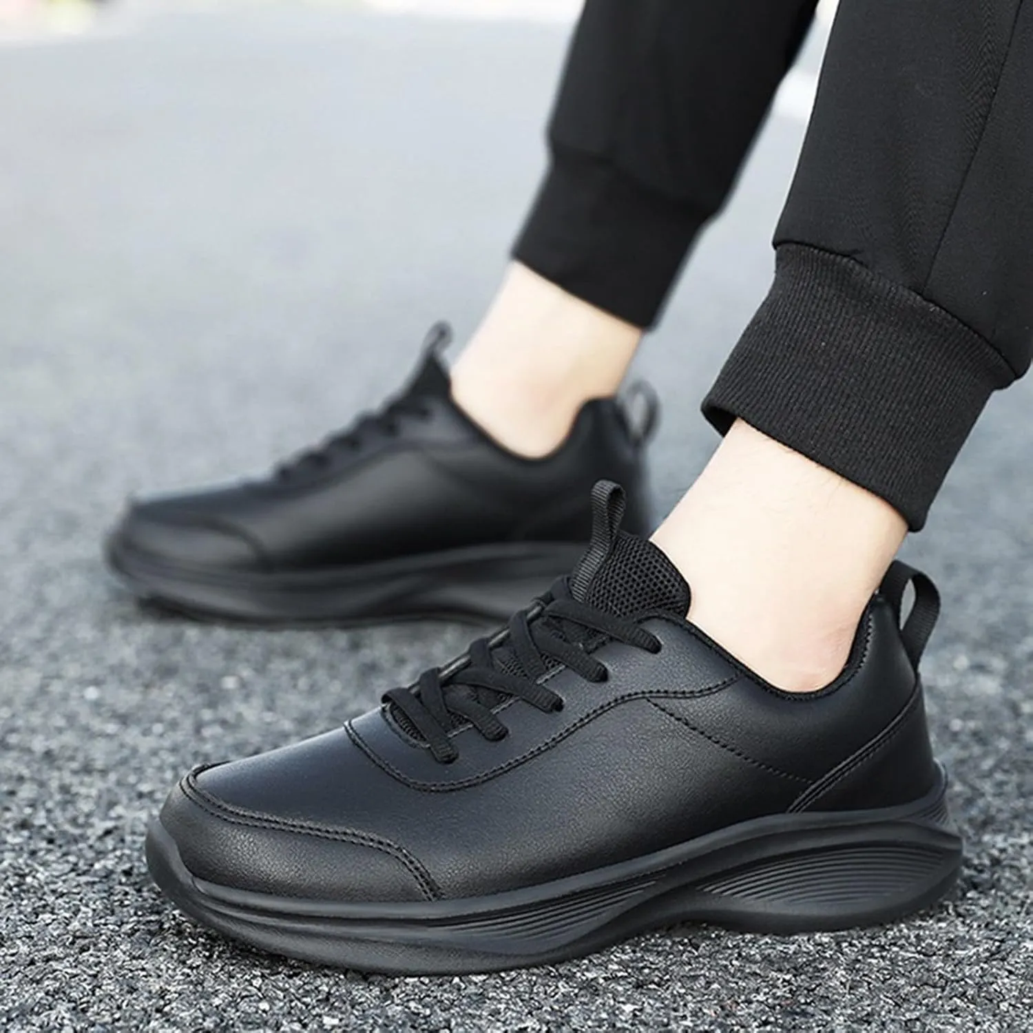 Sneakers for Women Leather Casual Lace Up Non-Slip Walking Shoes Comfortable Tennis Running Shoes Womens Sneakers