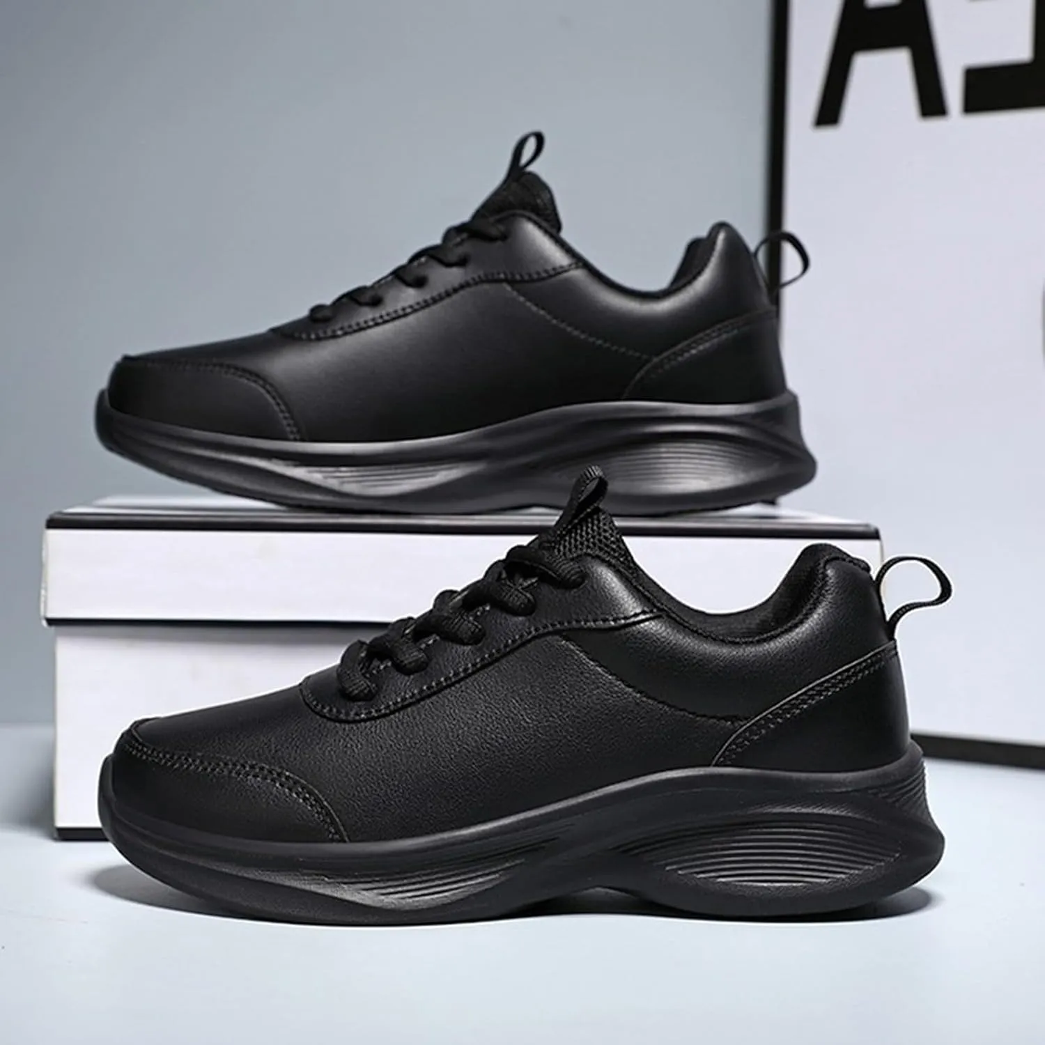 Sneakers for Women Leather Casual Lace Up Non-Slip Walking Shoes Comfortable Tennis Running Shoes Womens Sneakers