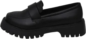 Women's Slip-On Platform Loafers - Spring Chunky Heel Shoes for Business Casual & Office Wear, Easy On/Off Black Work Flats