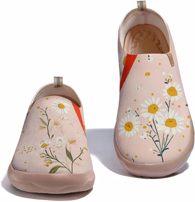 Women's Sneakers Comfort Knitted Travel Shoes Art Painted Walking Slip On Loafers